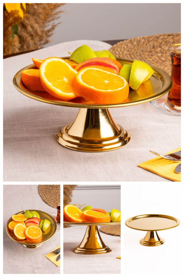 Gold Yuvarlak Ayaklı Pasta ve Sunum Standı